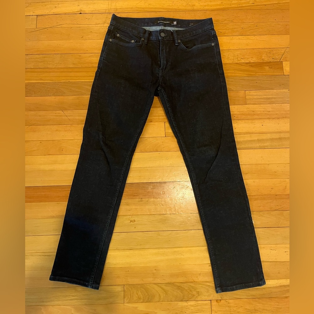 Mens Banana Republic Rapid Movement Denim Jeans 31 W x 32L Dark Blue